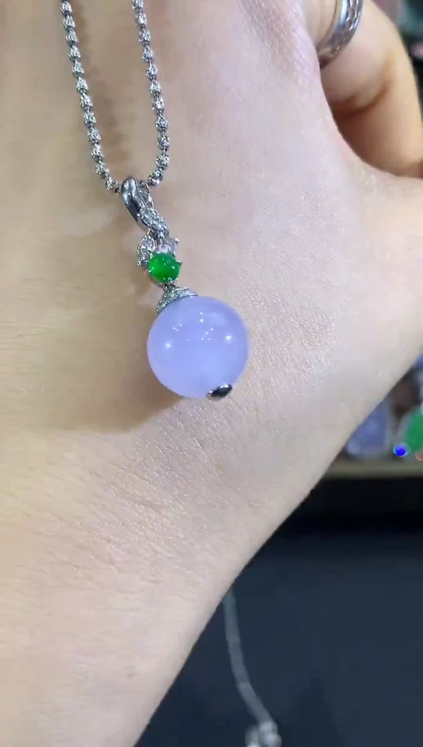 吊坠(不含链)18K金镶嵌翡翠B113 紫货有色差