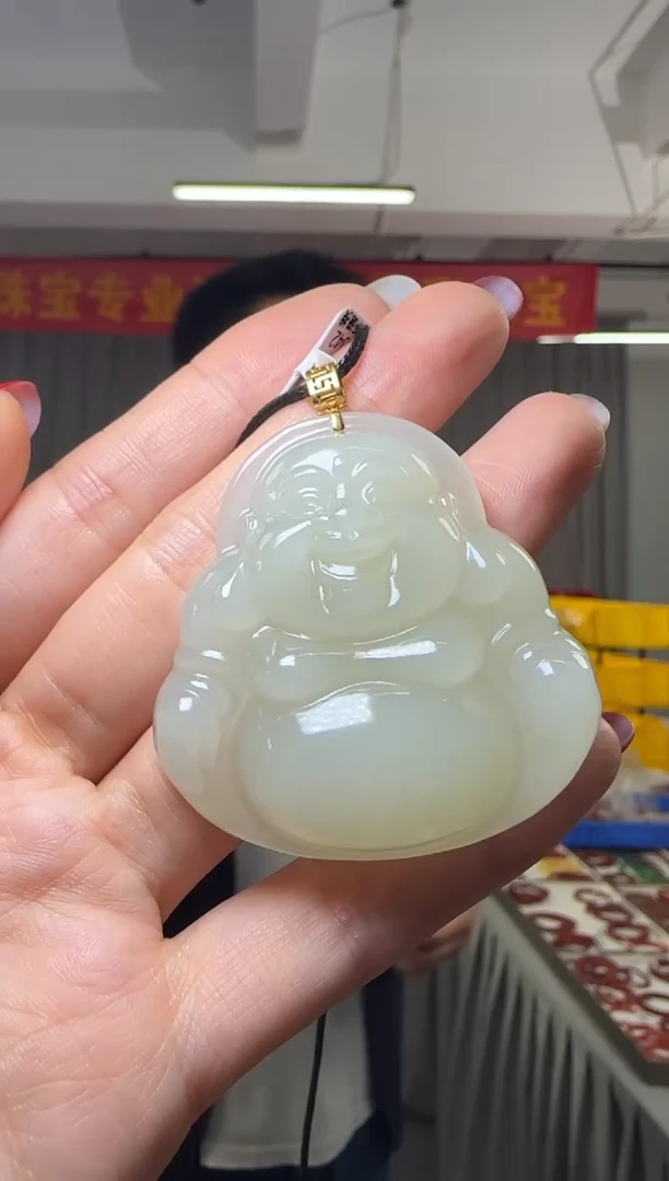 【闪购商品】和田玉吊坠(不含链)18K金镶嵌和田玉佛公