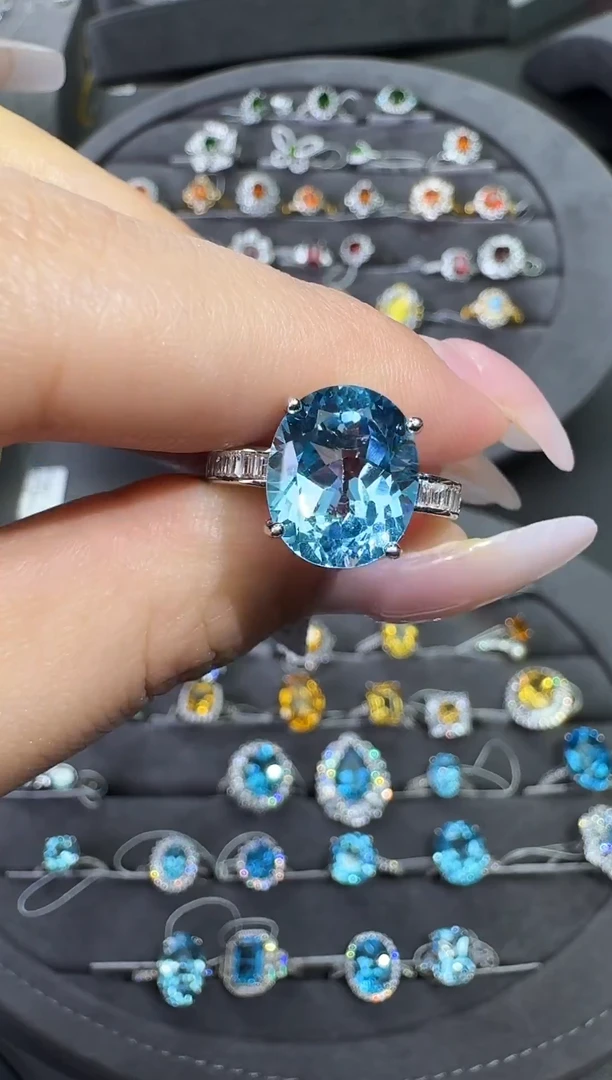 银S925镶嵌戒指托帕石3.6ct【七天鉴赏期】