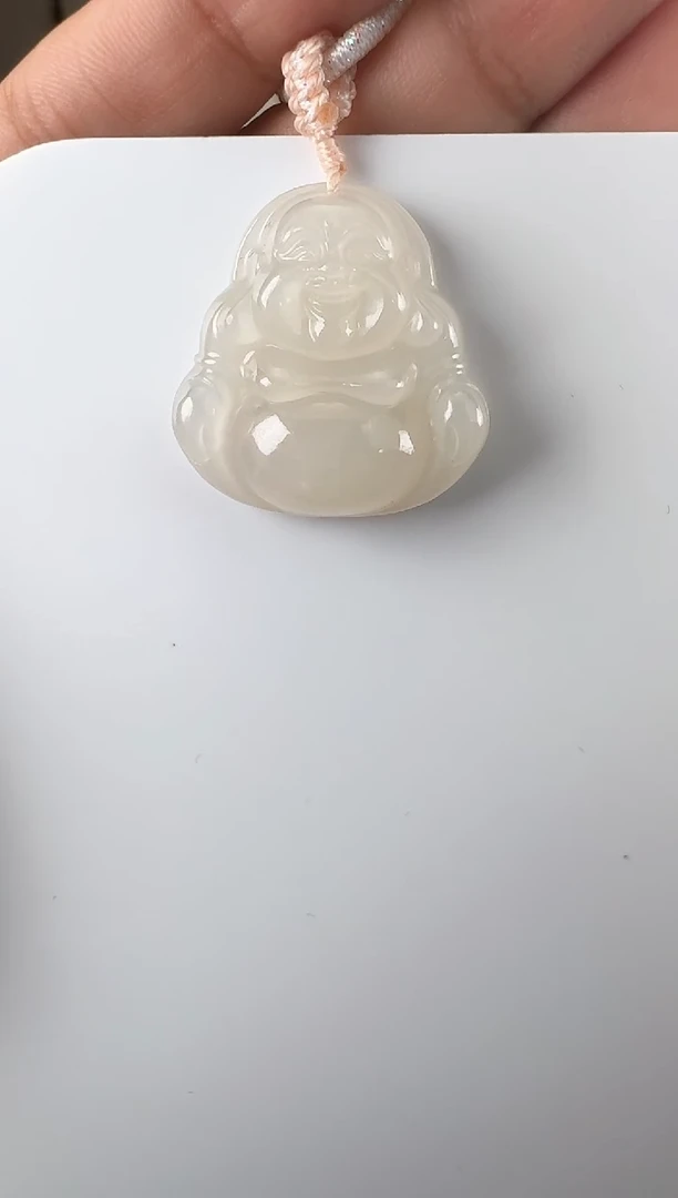 和田玉未镶嵌颈饰30藕粉佛公