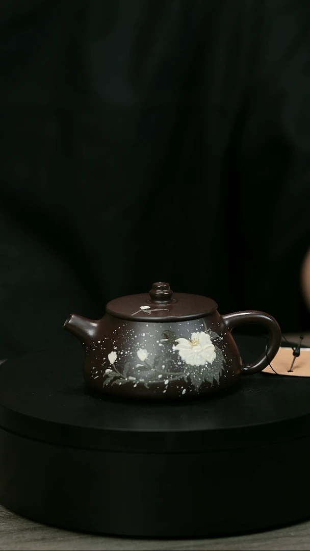 茶壶紫砂弹*H2300赵翠虹堆绘花开富贵高瓢