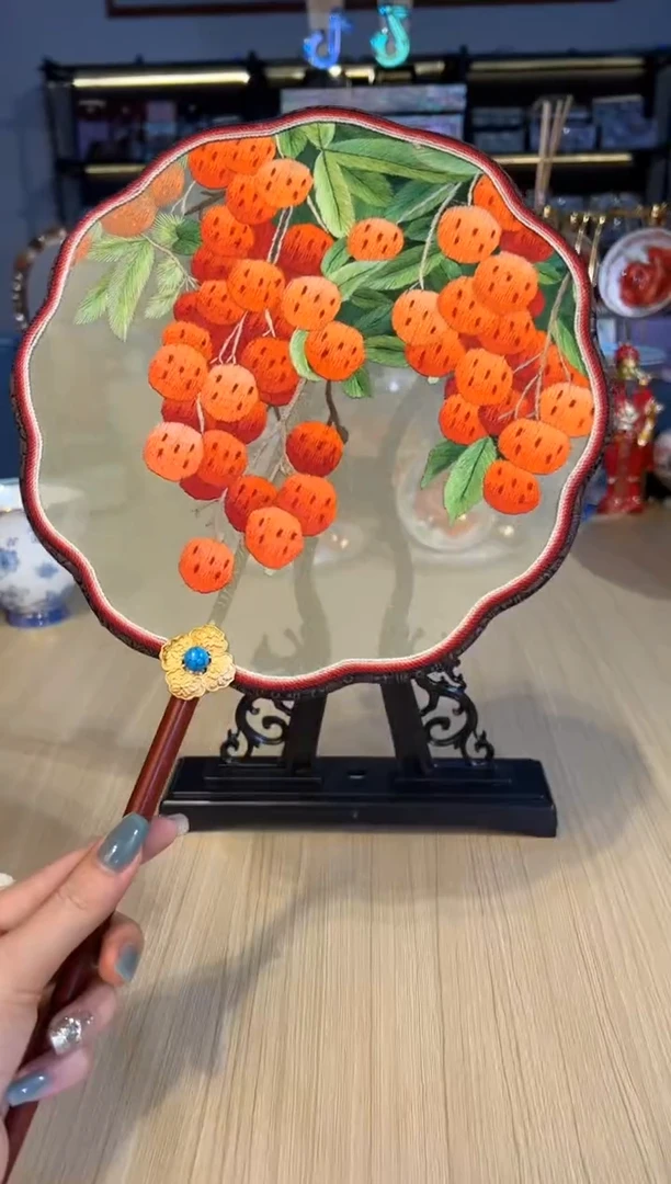 119荔枝平头扇子+扇架（对图）
