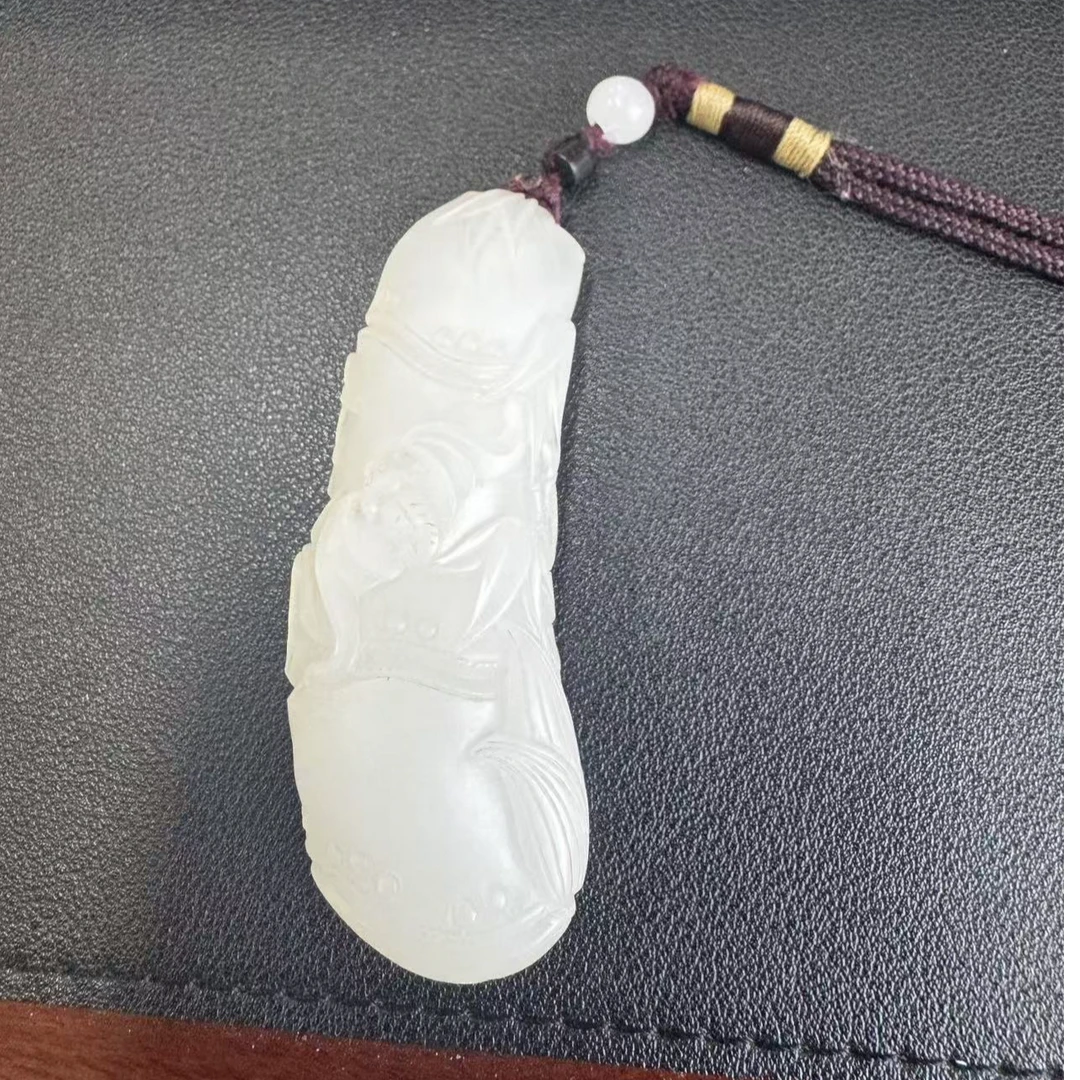 和田玉白玉竹节祝福