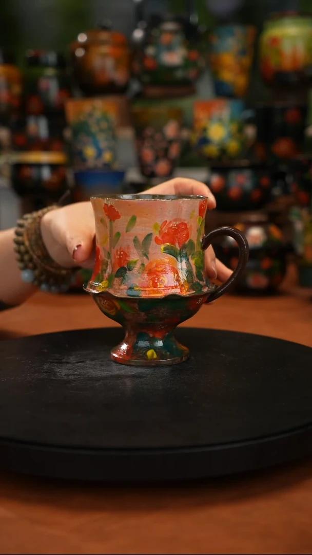 紫砂油画釉下彩手绘