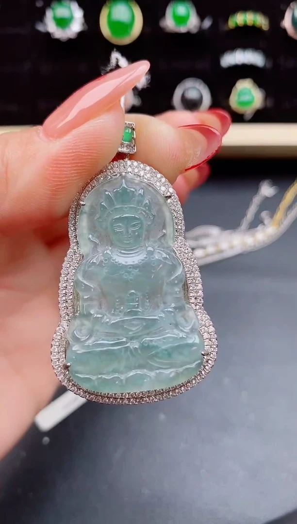【闪购商品】翡翠吊坠(赠链)银S925镶嵌0850580