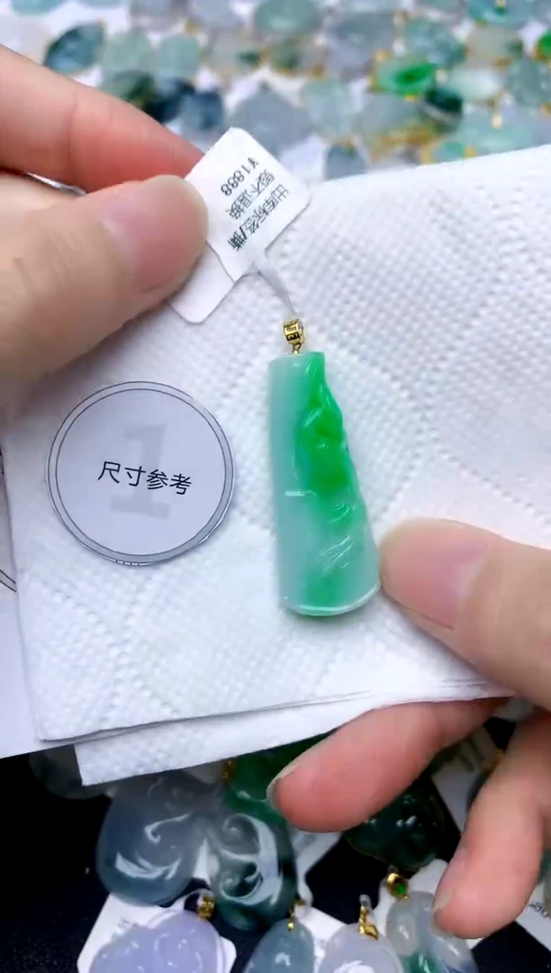 颈饰18K金镶嵌翡翠天然A货翡翠