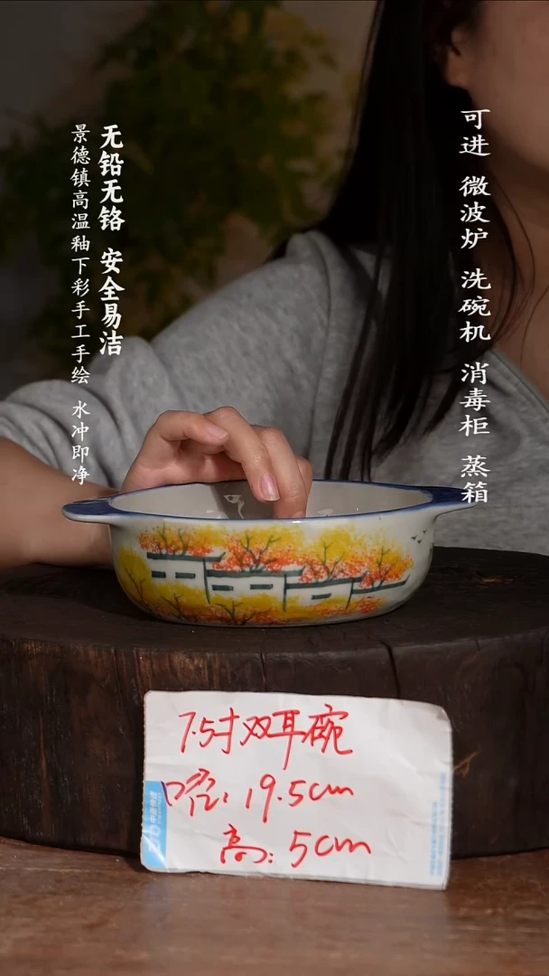 碗陶瓷景德镇高温瓷釉下彩手绘陶瓷