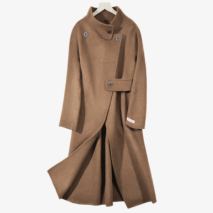 秋冬新款轻奢高级感百搭时尚休闲气质女士宽松中长款双面毛呢大衣