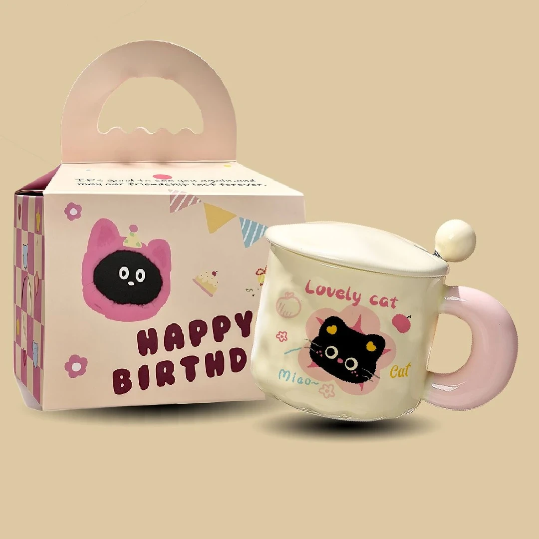 少女心小猫马克杯可爱奶fufu卡通家用水杯送姐妹朋友生日陶瓷可爱