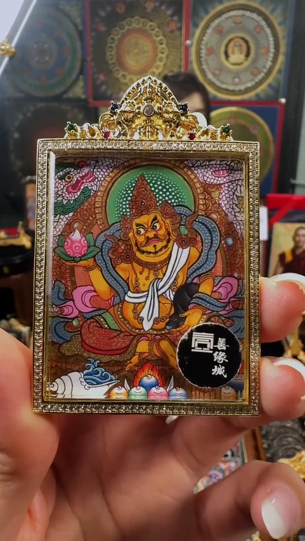 吊坠壹善缘城手绘唐卡黄C