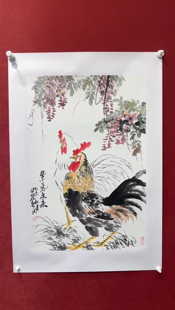 【闪购商品】国画紫气东来-四开三-宣纸托底