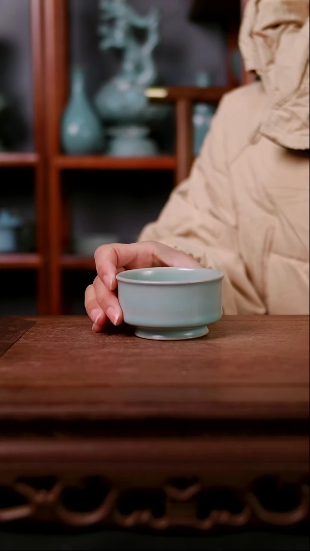 杯子陶青霁汝窑仿古釉   微瑕