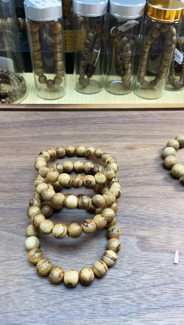 沉香手串卓CMX032虎斑菩萨棋卡11mm天然野多样性发一