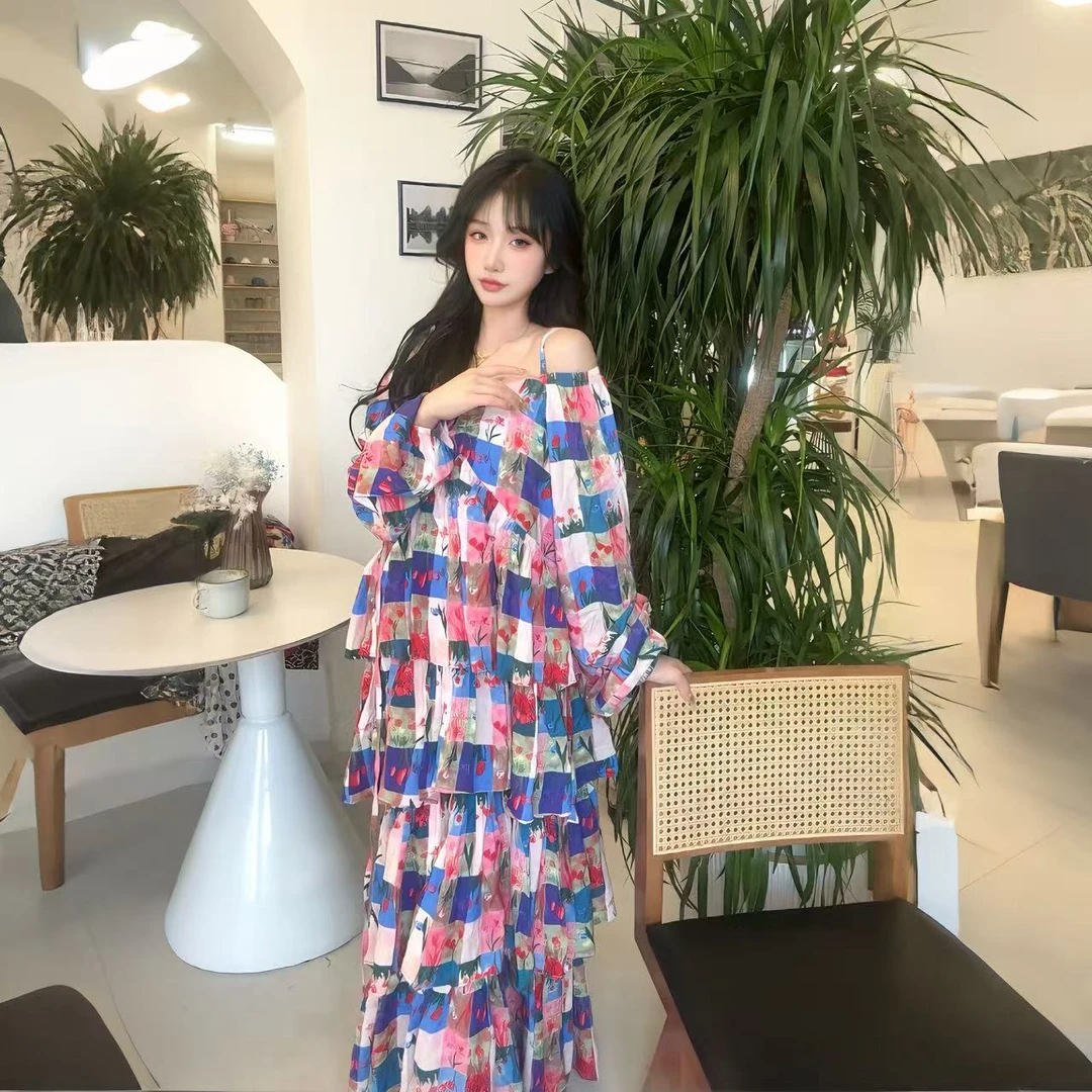 原创【集合链接】千层65支高丝高柔人棉（绵绸）公主网红款露肩连衣裙