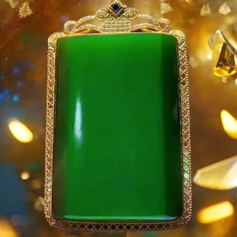时尚金镶满绿碧玉大平安牌气质时尚