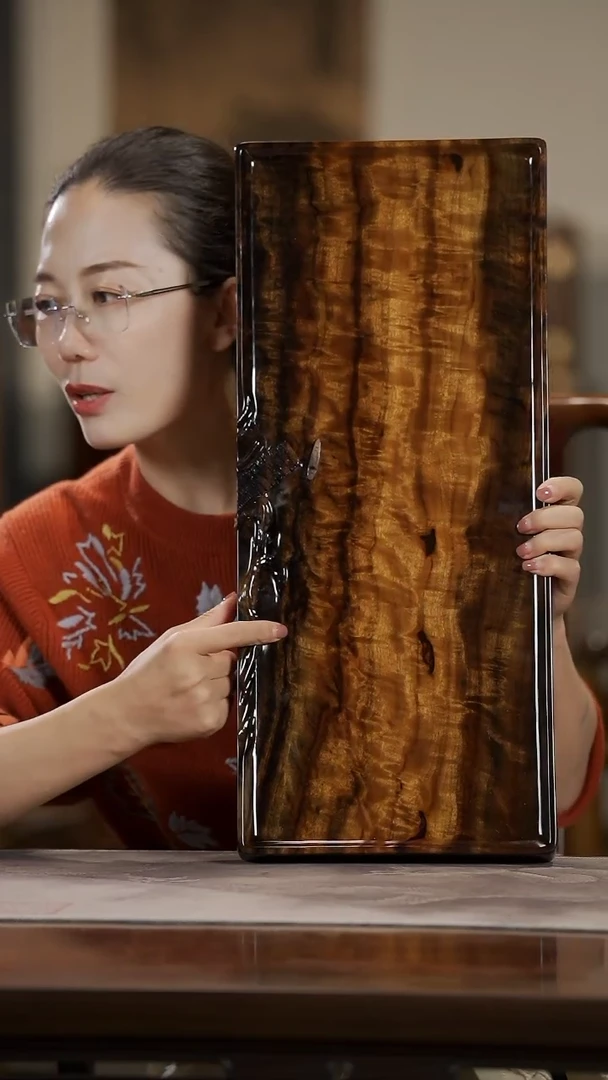 金丝楠985水墨孤舟意境茶盘