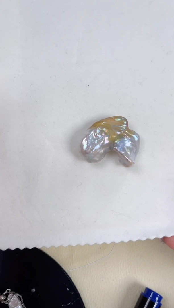 吊坠(不含链)银S925镶嵌淡水珍珠小**?巴洛克