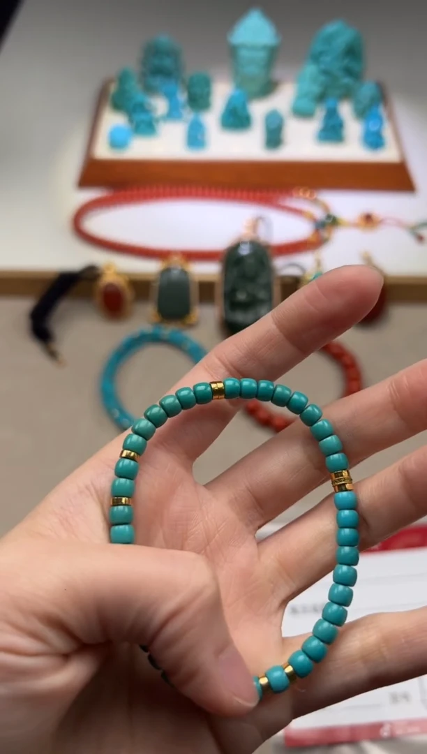 【闪购商品】绿松石手串手串18K金镶嵌手串手串