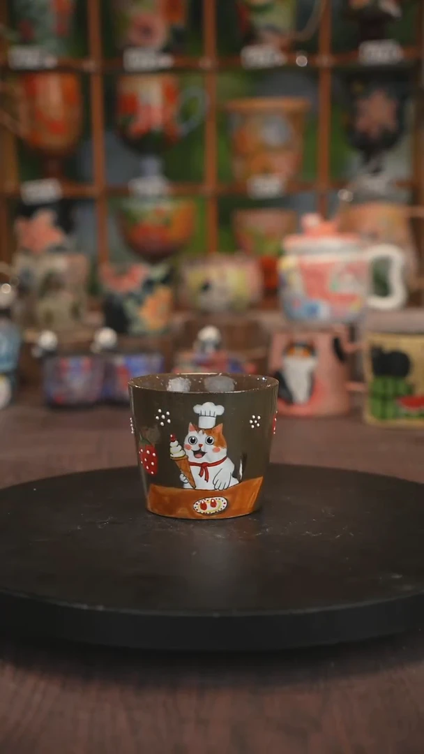 紫砂油画手绘釉下彩
