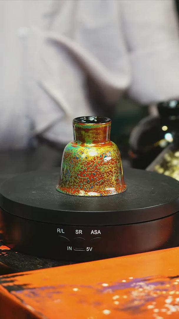 大漆杯子绿蓝红金色