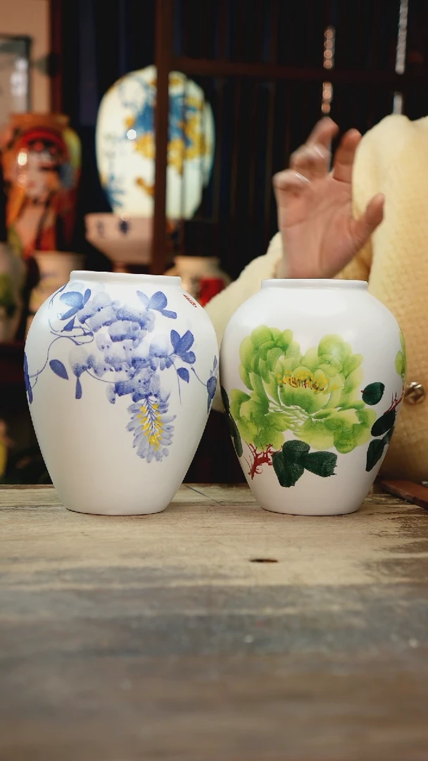 【闪购商品】瓷片景德镇纯手工釉下彩精品花瓶