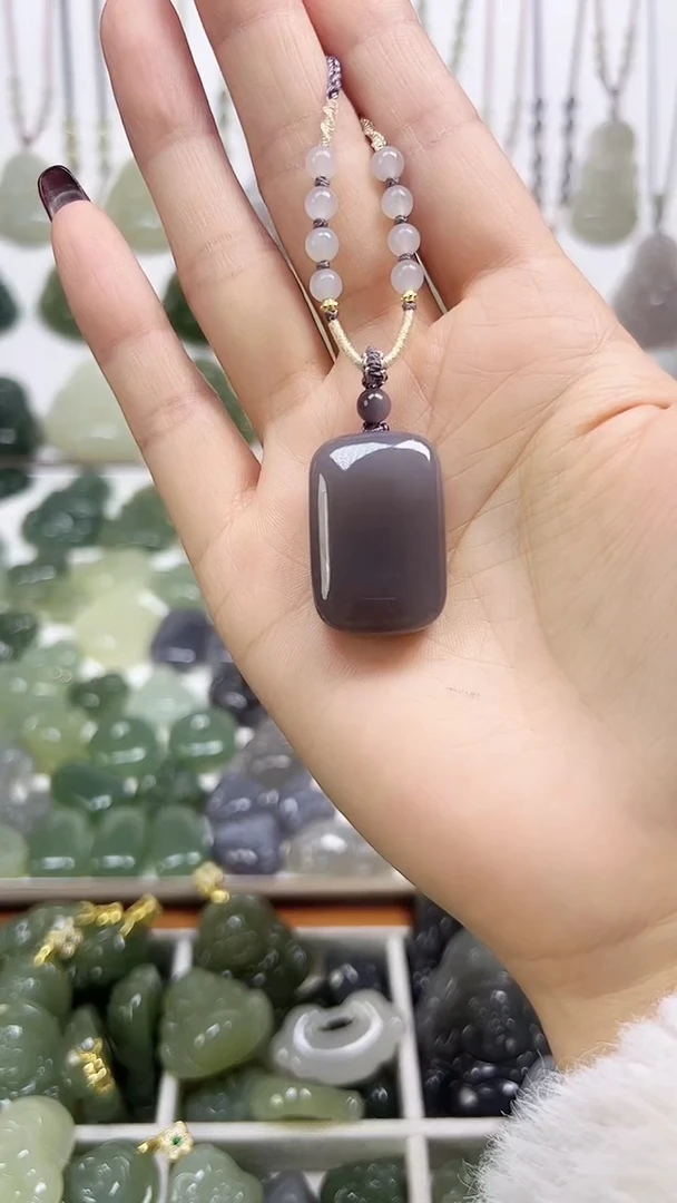 【闪购商品】和田玉颈饰未镶嵌紫无事牌吊坠30