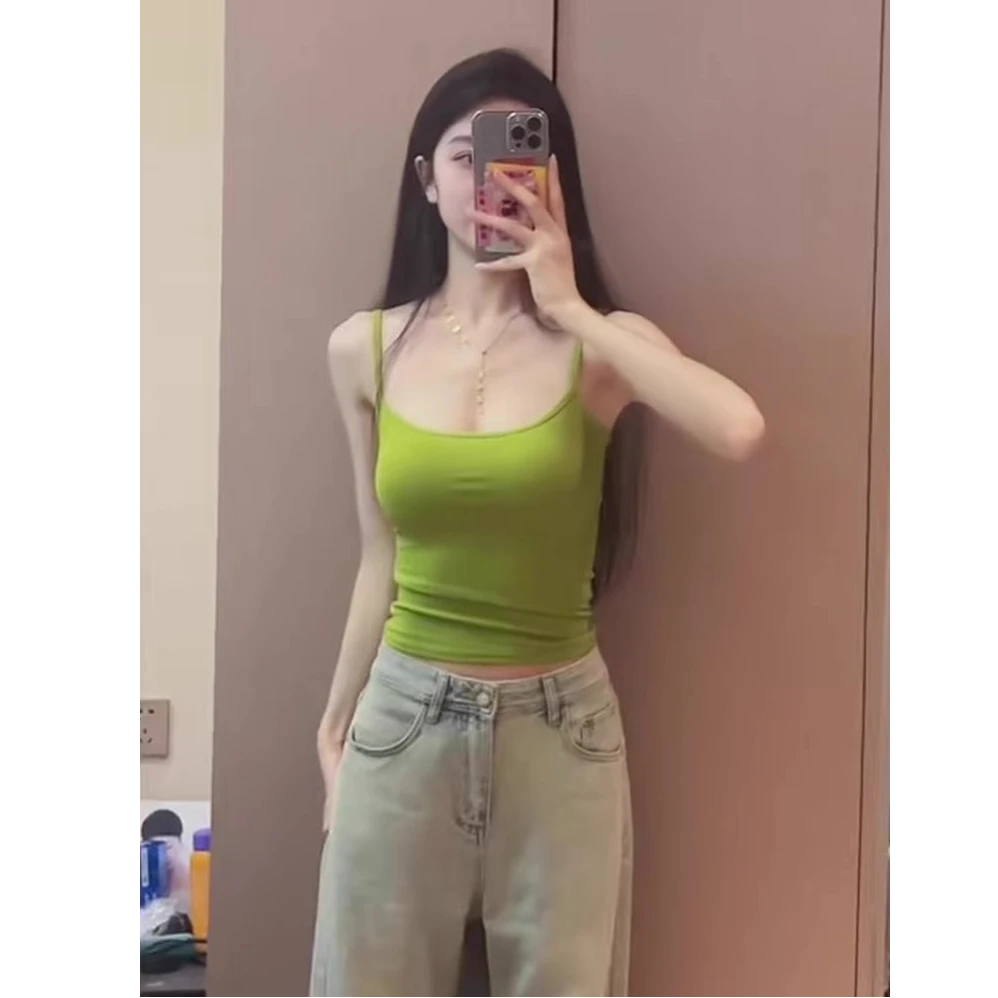 多巴胺穿搭设计感小众辣妹绝美美式小吊带背心2025新款女夏季上衣