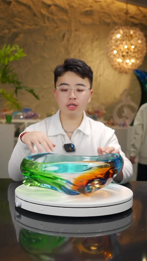 手工艺品琉璃三色设计款果盘