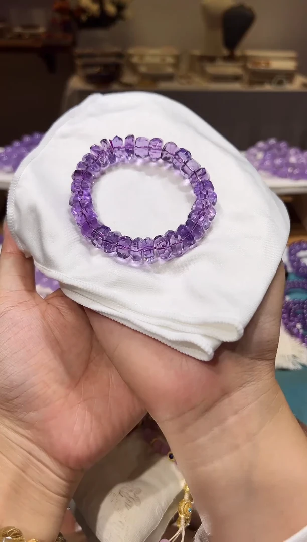 未镶嵌手链水晶巴西净体切面紫水晶卡11-12