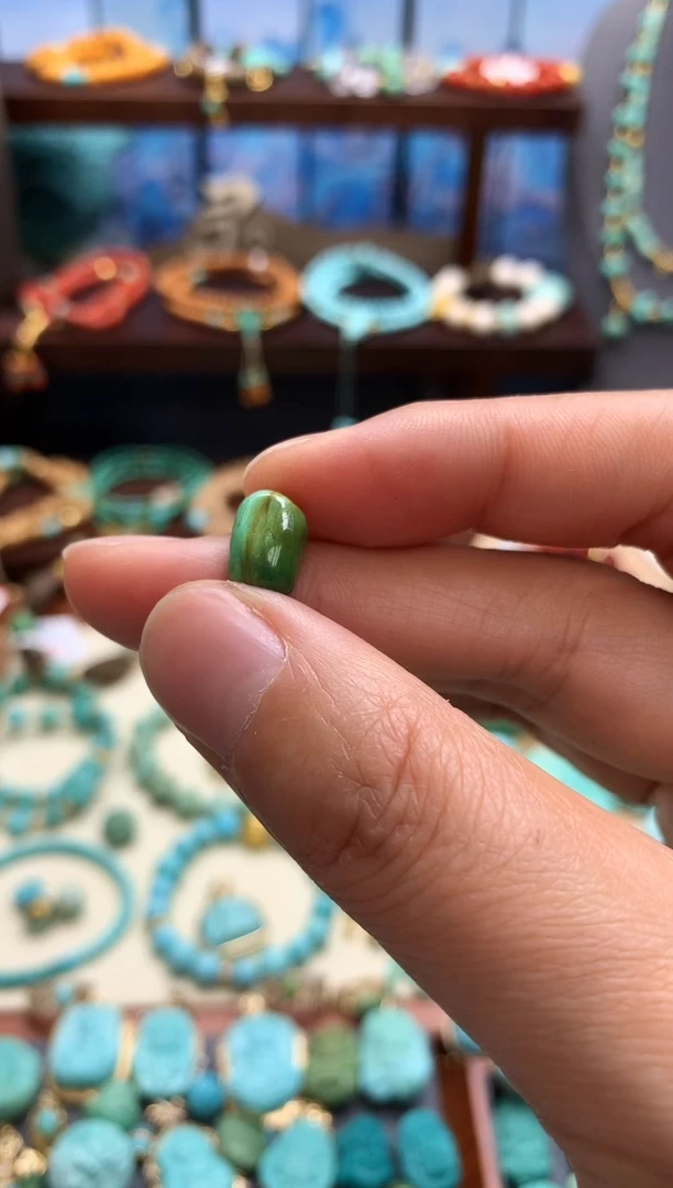 未镶嵌绿松石挂件水波纹糖豆