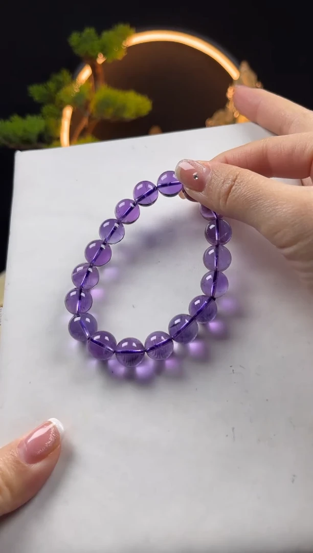 【闪购商品】紫晶手链未镶嵌天然巴西紫水晶圆珠手串11mm