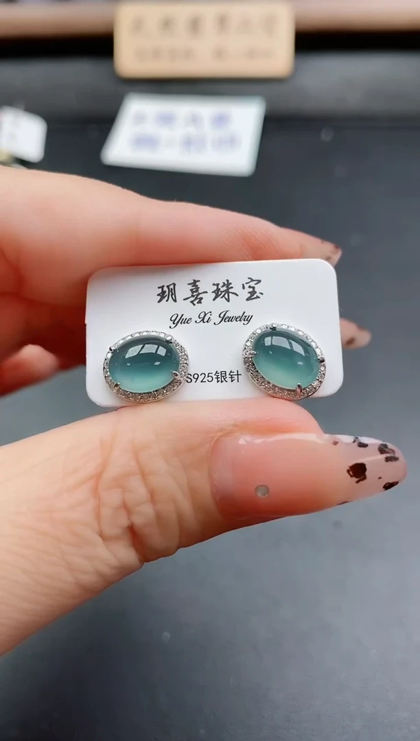 银S925镶嵌戒指翡翠1