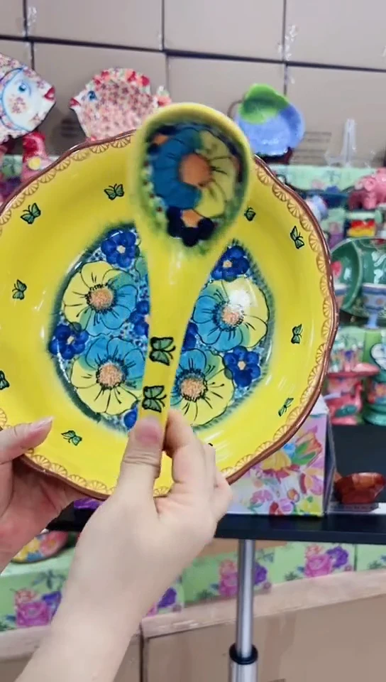 瓷琉璃黄-11.5寸和面盆（配中号勺）