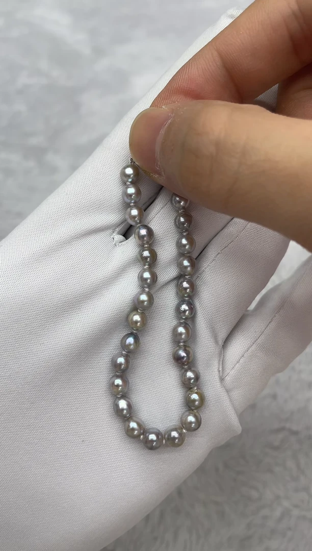银S925镶嵌手链海水珍珠AK真多麻5-5.5mm