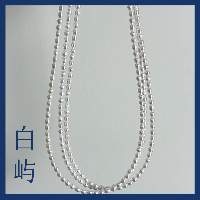 淡水强光米珠项链 S925银