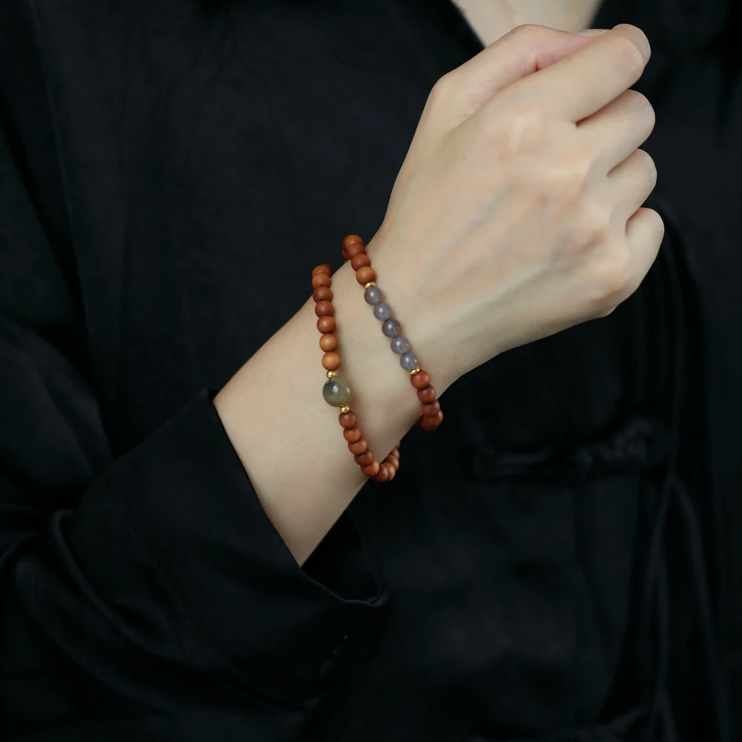 【耶耶家】芭比檀香串珠6mm配玛瑙双圈