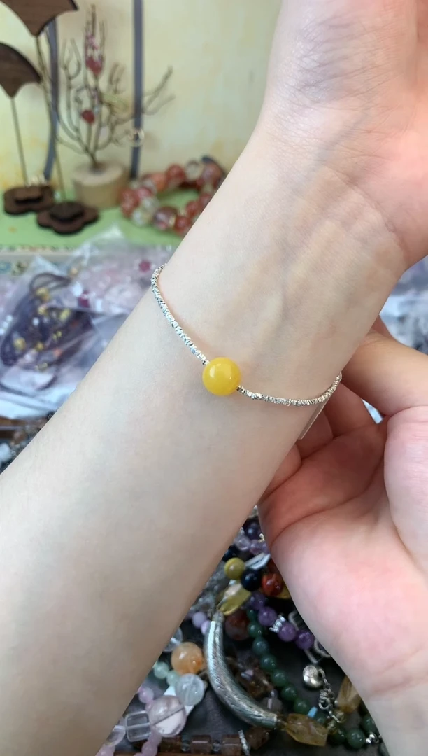 银S925镶嵌蜜蜡手链365手串