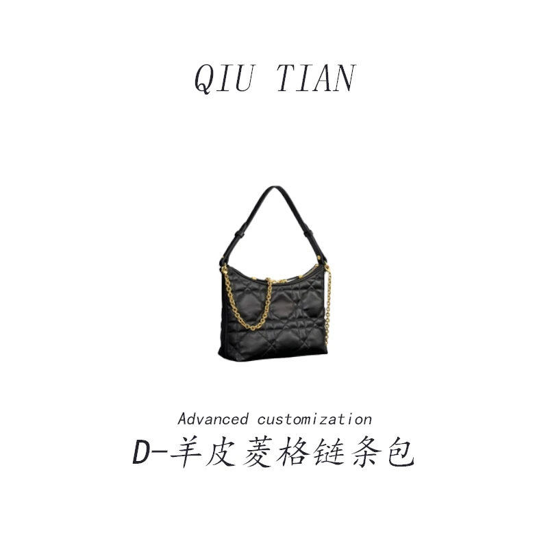 QIUTIAN-托特包黑色羊皮经典腋下包单肩包8293/8295