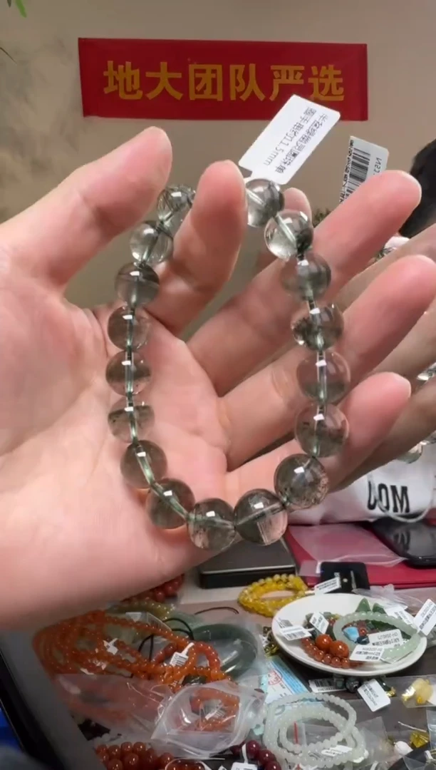 未镶嵌手链水晶约11.5mm绿幽灵圆珠单圈手串