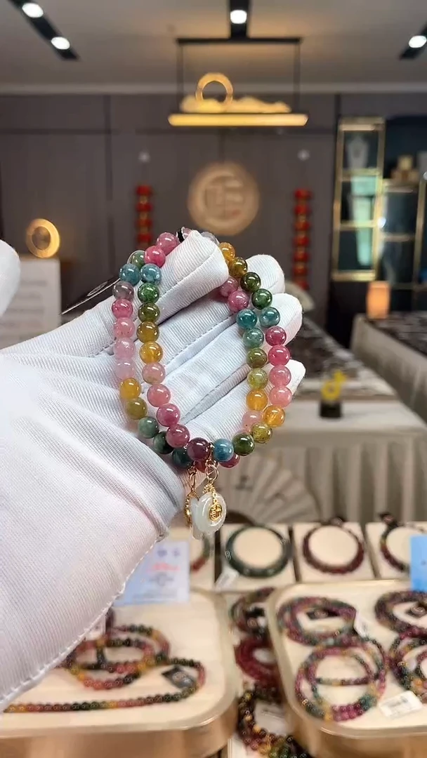 未镶嵌老矿碧玺彩虹单圈手串7mm+碧玺（多样性发一条） xion