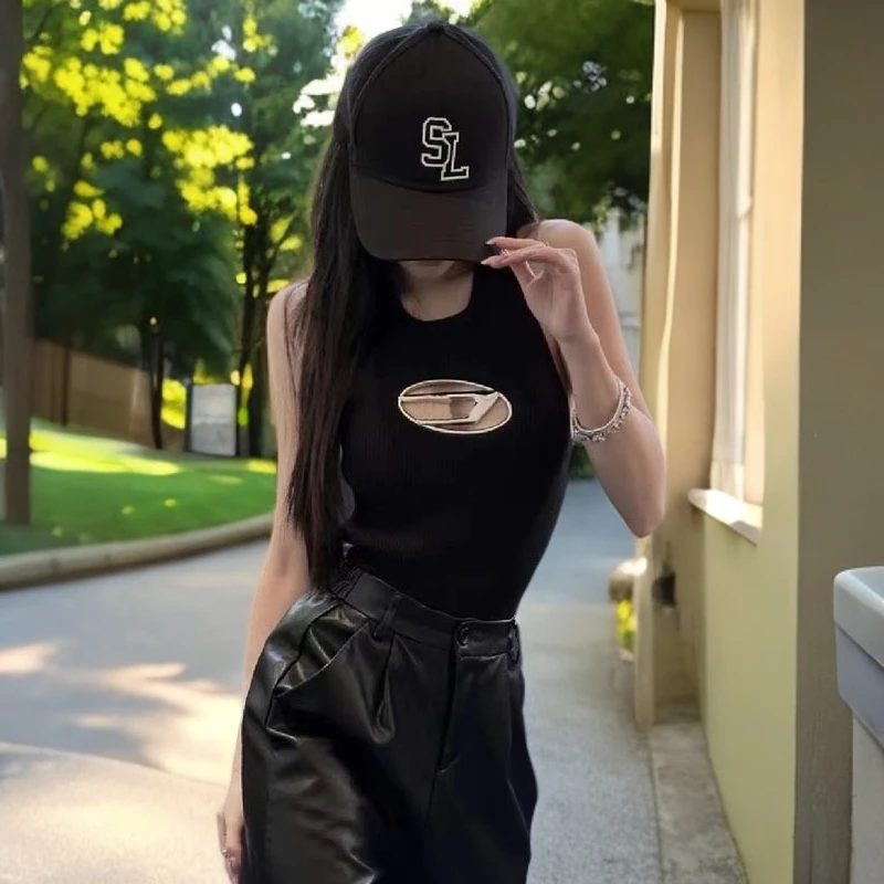 实拍针织修身短款上衣虞书欣同款春夏辣妹背心内搭外穿工字型棉质