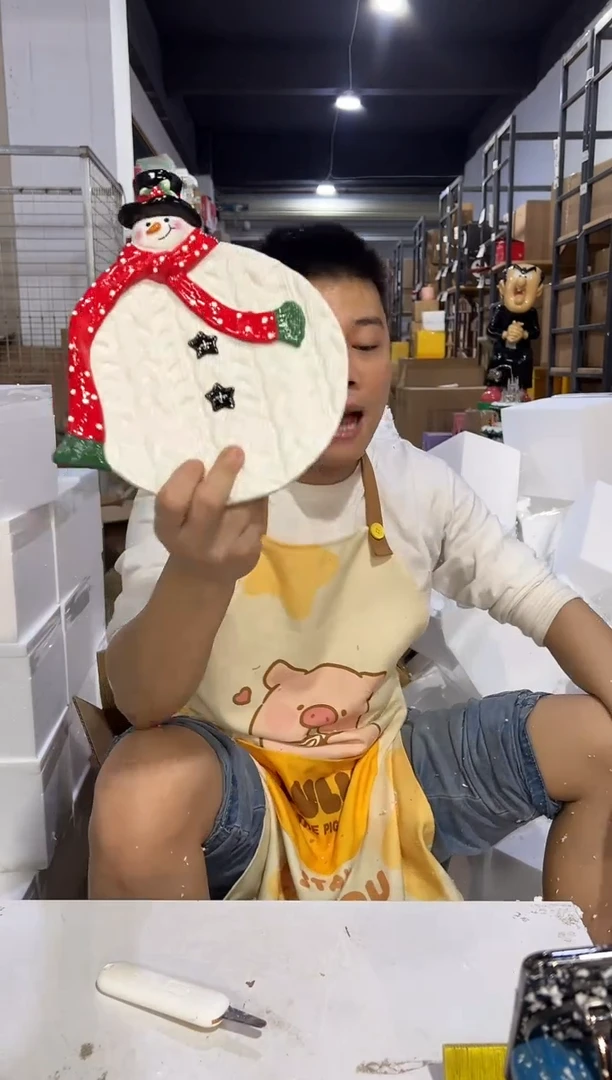 瓷片特雷西原盒雪人盘子A