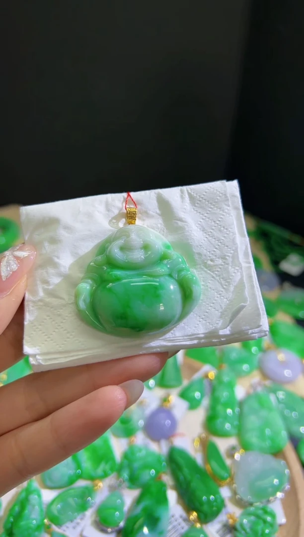 【闪购商品】翡翠颈饰18K金镶嵌Q缅料A货翡翠/支持复检/一件