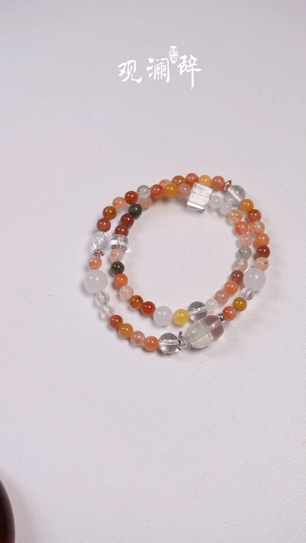 【闪购商品】水晶彩兔毛/萤石等多宝银S925镶嵌双圈手链