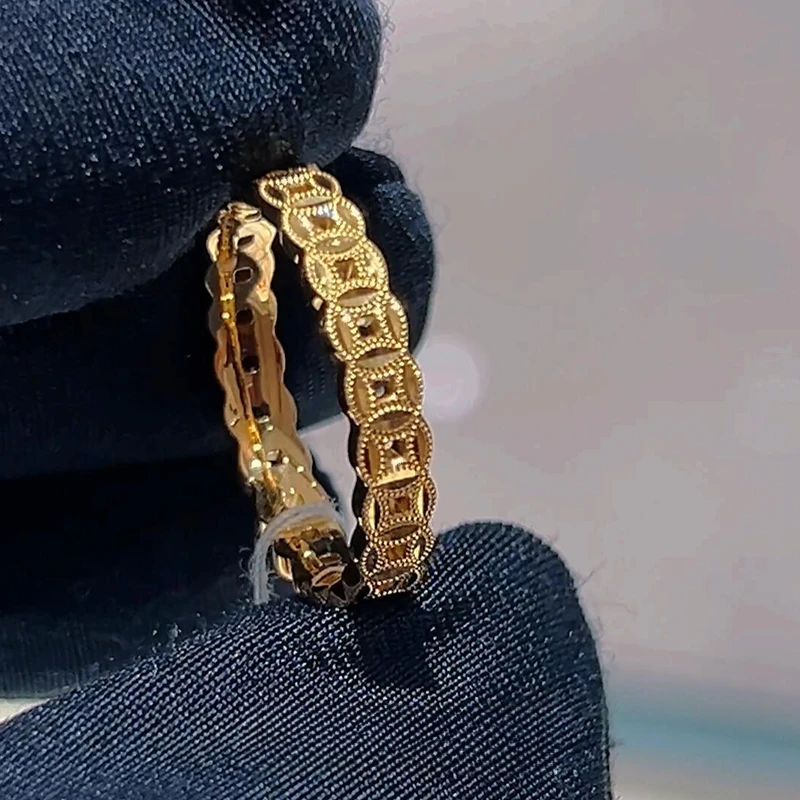 铜合金戒指 复古金色钱币戒指中古精致高级感送礼物指环百搭时尚