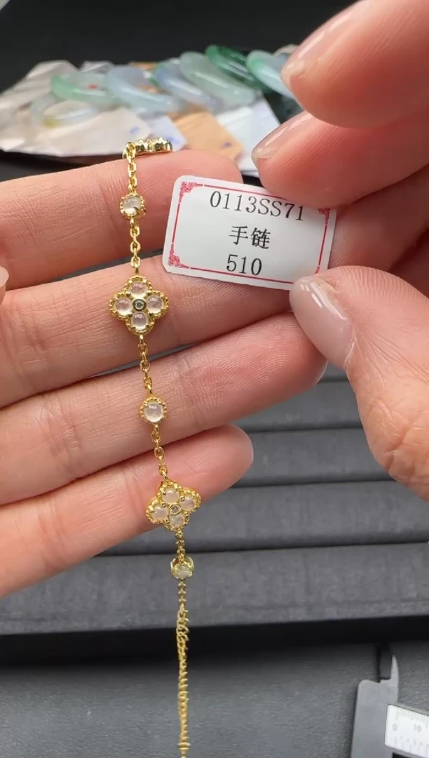 【闪购商品】翡翠手链银S925镶嵌0113SS71