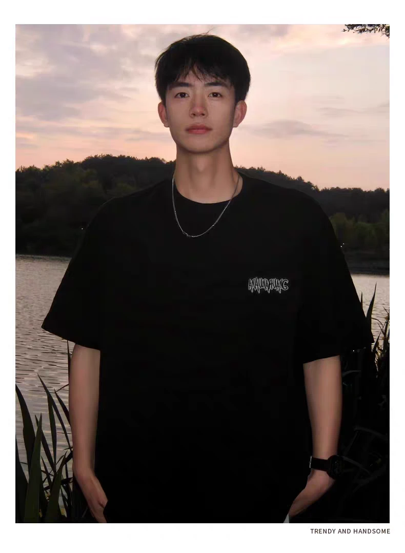 【优质纯棉】2025新款黑色夏季宽松美式休闲百搭小众街头T恤ins短袖