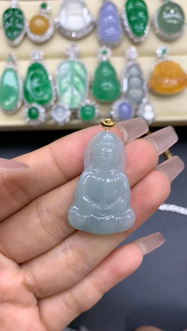 颈饰18K金镶嵌翡翠141-中国好珍宝