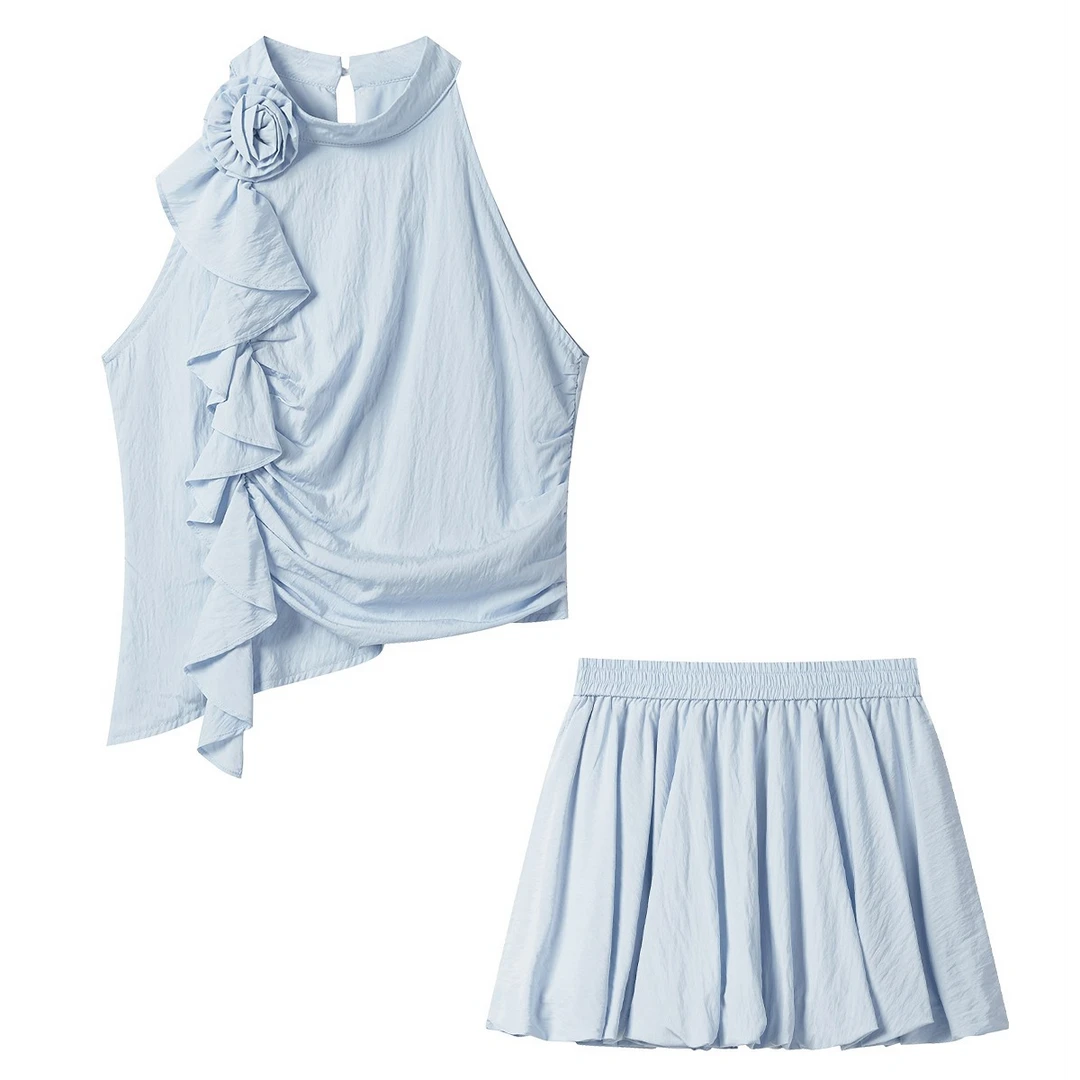 羊城故事-立体花朵背心休闲短裤套装女慵懒风两件套 Y50651093