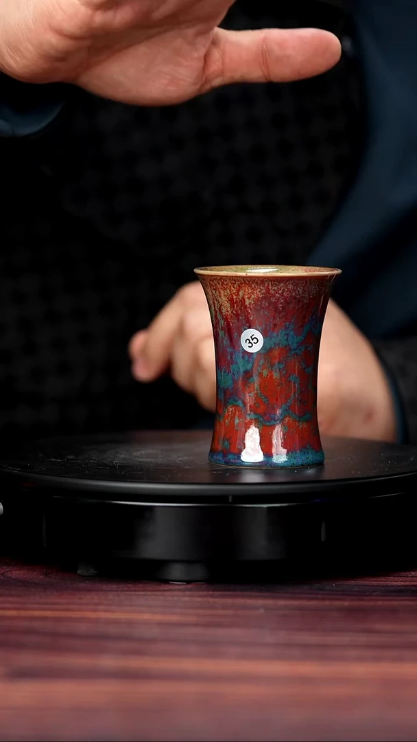 壶钧瓷35#李盼龙一级品原矿钧瓷束腰杯